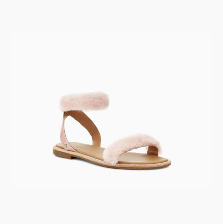 UGG Fluff Springs Patent Orange Sandals for Women (XULW67389)